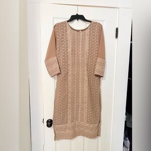 Elegant Tan Lace Dress